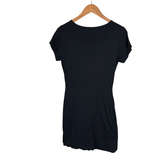 Theory Sunly Black Short Sleeve Shirred Gathered Mini T-shirt Slim Fit Dress - Picture 11 of 14